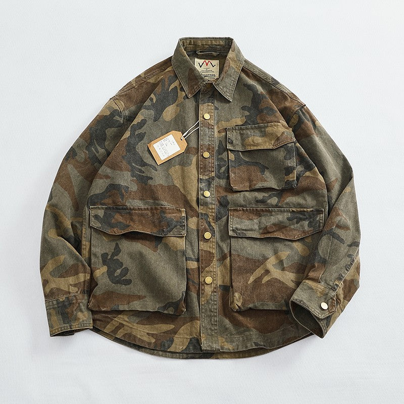 Casual cargo shirt camouflage coat fall new men's coat large pocket function stylish outdoor jacket