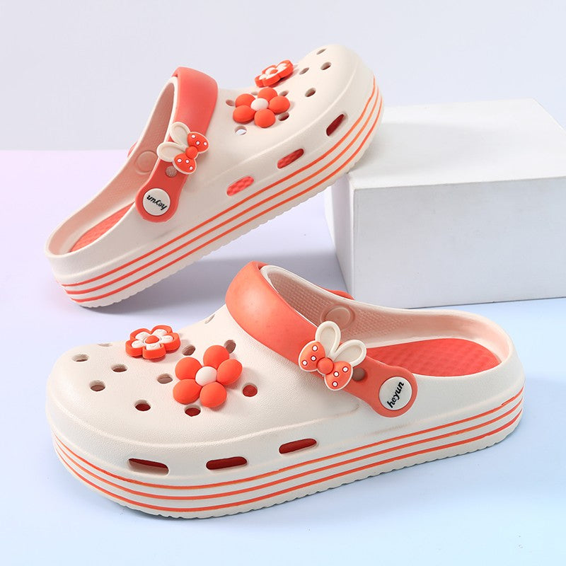 Women's Cute Platform Garden Clogs, Solid Color Closed Toe Non-slip Sandals, Indoor & Outdoor Slides