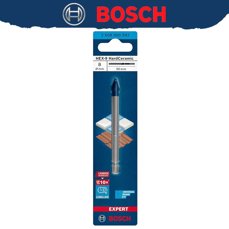 BOSCH EXPERT HEX-9 Broca de cerâmica dura, vida útil 10 vezes mais longa, alta dureza do material, broca de pedra 2608900590 2608900588