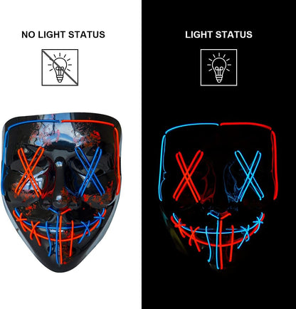 Scary Wireless Glowing LED Mask Halloween Party Supplies Neon Purge Mask Cosplay Luminous Face Masks Carnival Festival Props