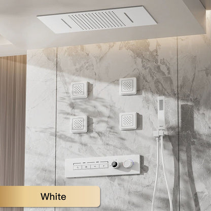 Luxury gun gray brass shower system with ceiling design Hidden LED digital display Dual control of Hot & Cold  bathroom Faucet