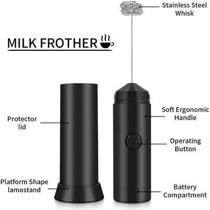 Espumador de Leite Elétrico Multifuncional Potente Batedor de Ovo de Mola Dupla Misturador de Leite Doméstico Ferramenta de Cozinha para Café Latte Cappuccino