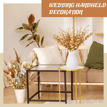 15pcs Artificial Eucalyptus Stems Gold Faux Eucalyptus Branch Wedding Bouquet DIY Decor Home Party Table Christmas Decorations