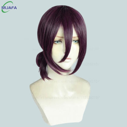 High Quality Anime Reze Cosplay Wig 45cm Purple Heat Resistant Synthetic Hair Anime Wigs + Wig Cap