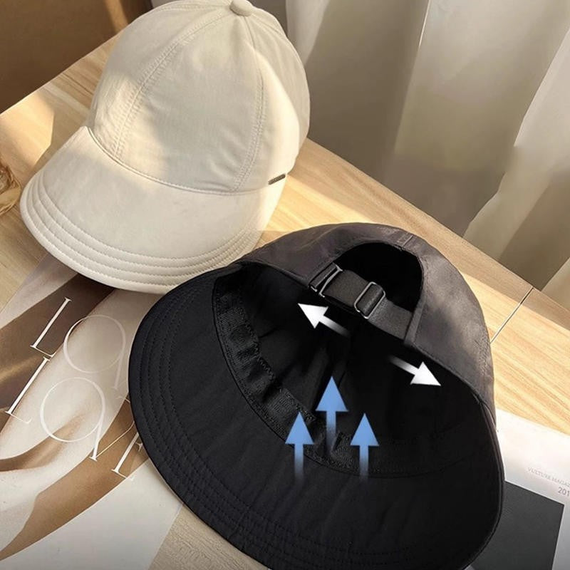 Chapéu de pescador feminino de verão com aba larga, chapéu de sol dobrável e portátil para meninas, chapéu de sol simples ajustável para proteção solar ao ar livre
