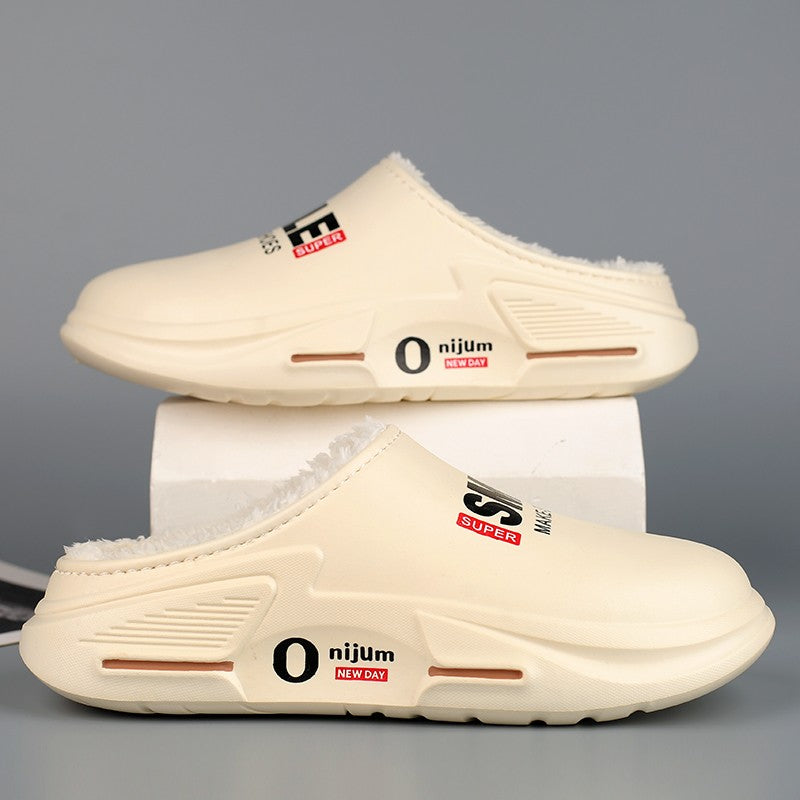 New Winter Men Warm Slippers Cotton Slippers Outdoor Indoor Cotton Shoes Waterproof Mens Comfortable Home Bedroom Plush Slippers