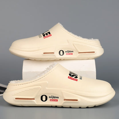 New Winter Men Warm Slippers Cotton Slippers Outdoor Indoor Cotton Shoes Waterproof Mens Comfortable Home Bedroom Plush Slippers