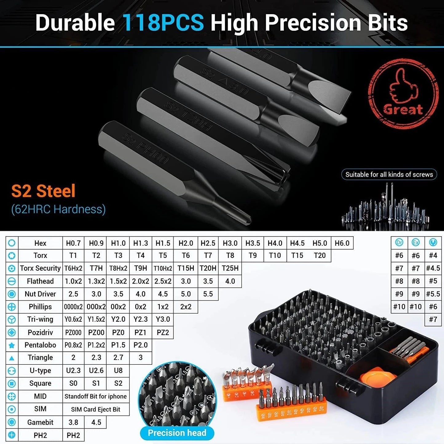 Chave de Precisão 25/115/135/140 em 1 Pontas Magnéticas de Mini Parafusos Porcas Kit de Ferramentas de Reparo Multifuncional DIY Doméstico Profissional