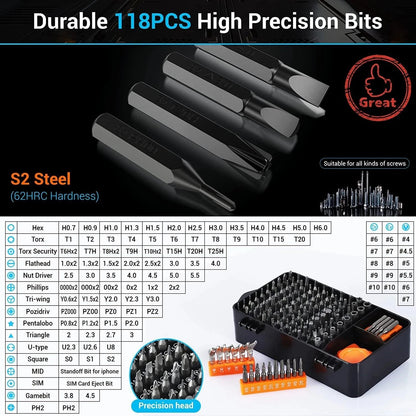 Chave de Precisão 25/115/135/140 em 1 Pontas Magnéticas de Mini Parafusos Porcas Kit de Ferramentas de Reparo Multifuncional DIY Doméstico Profissional