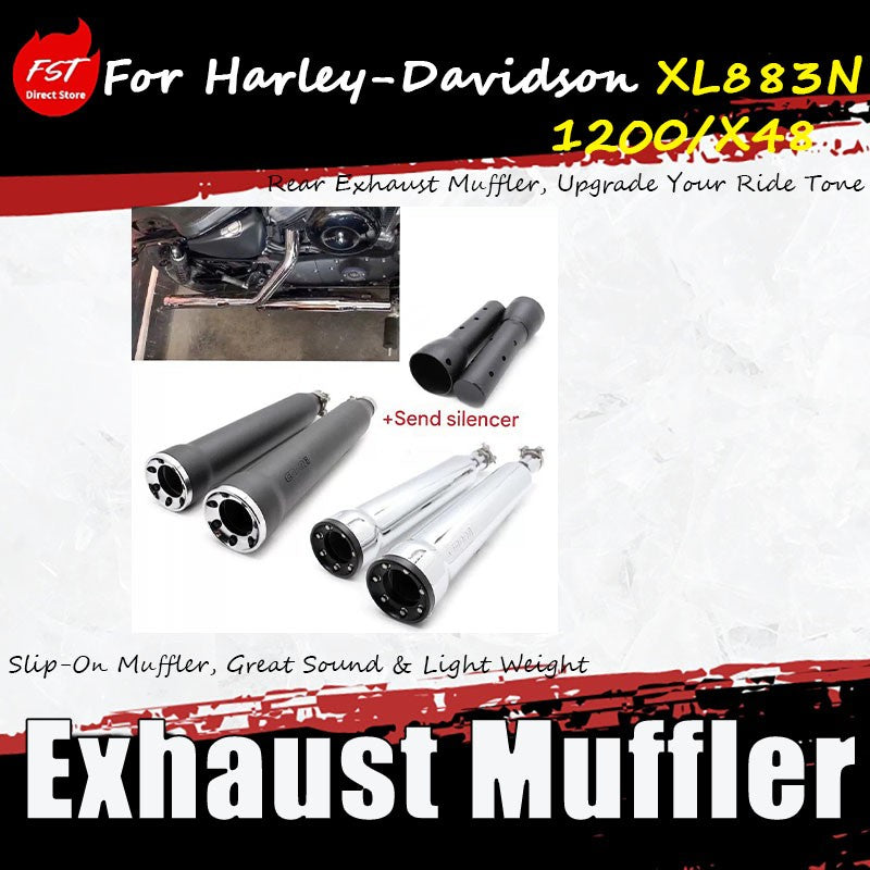 For Harley-Davidson XL883N/1200/X48 2014-2022 model, modification accessories - Snake exhaust pipe with deep-toned tail section
