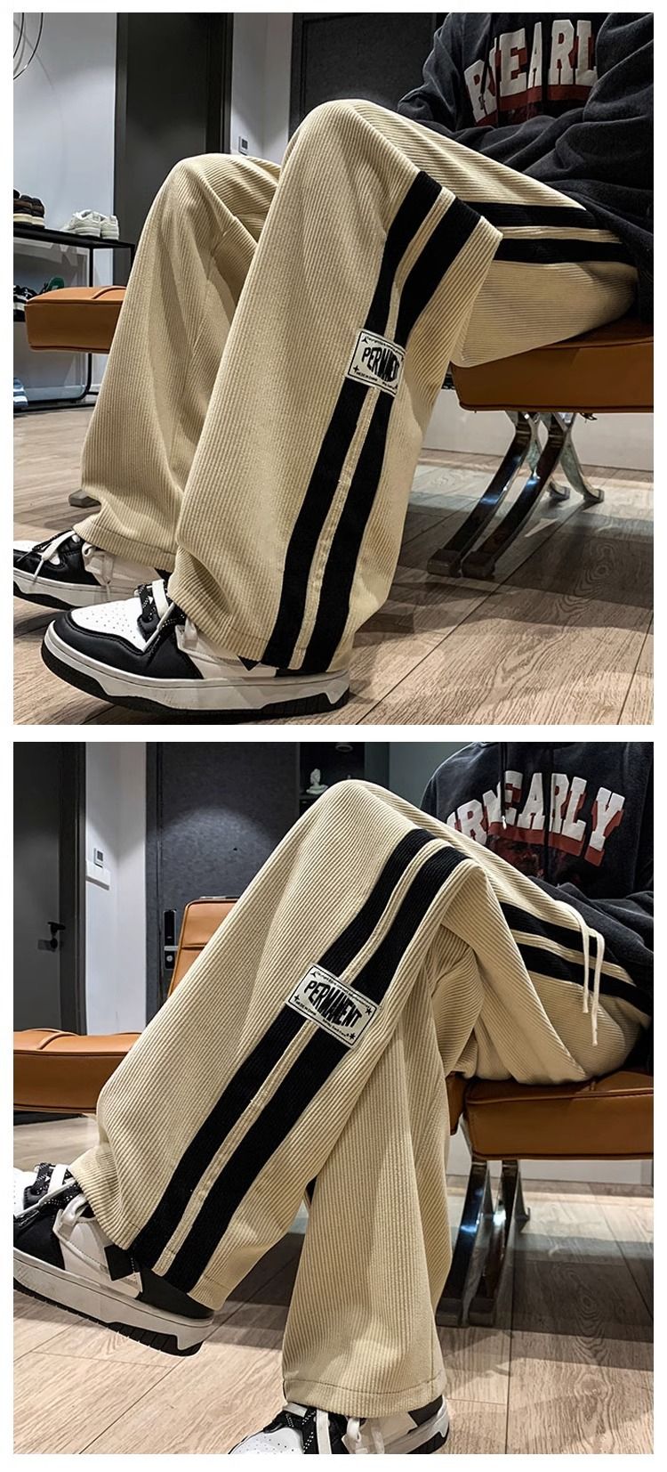 2024 Men's Casual Pants Corduroy Korean Style Loose Overalls Pants Straight Wide-leg Trousers Couple Streetwear new sweatpants