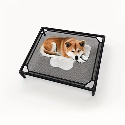 Cama Elevada para Cães Refrigerante - Cama de Berço Elevada para Cães, Berço para Animais de Estimação com Malha Durável e de Apoio, para Uso Interno e Externo, Preto, Cama Pequena para Animais de Estimação