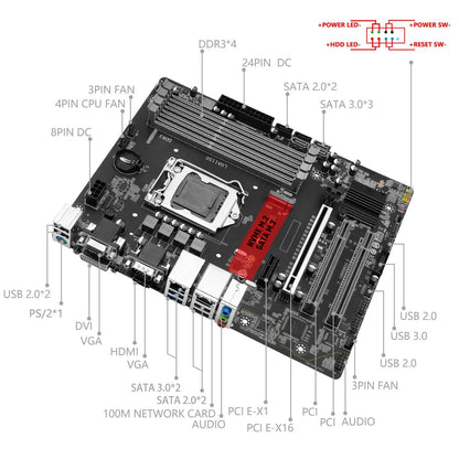 Placa-mãe MACHINIST H97M PRO suporte LGA 1150 Intel Core I3 I5 I7 E3 CPU DDR3 RAM SATA3.0 USB3.0 NVME NGFF M.2 M-ATX