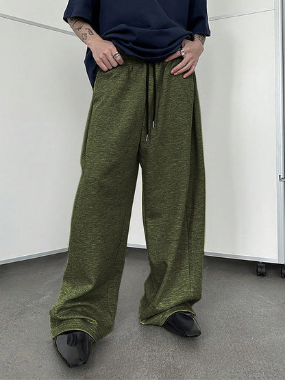 25 European and American men's waist trousers waist drawstring straight wide-leg loose trousers sports trousers pocket men pants