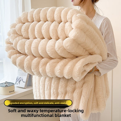 Thi Rabbit Fur Blanket Office Sofa Nap Blanket Premium Cover Blanket All Seasons  Color Polyester Fiber