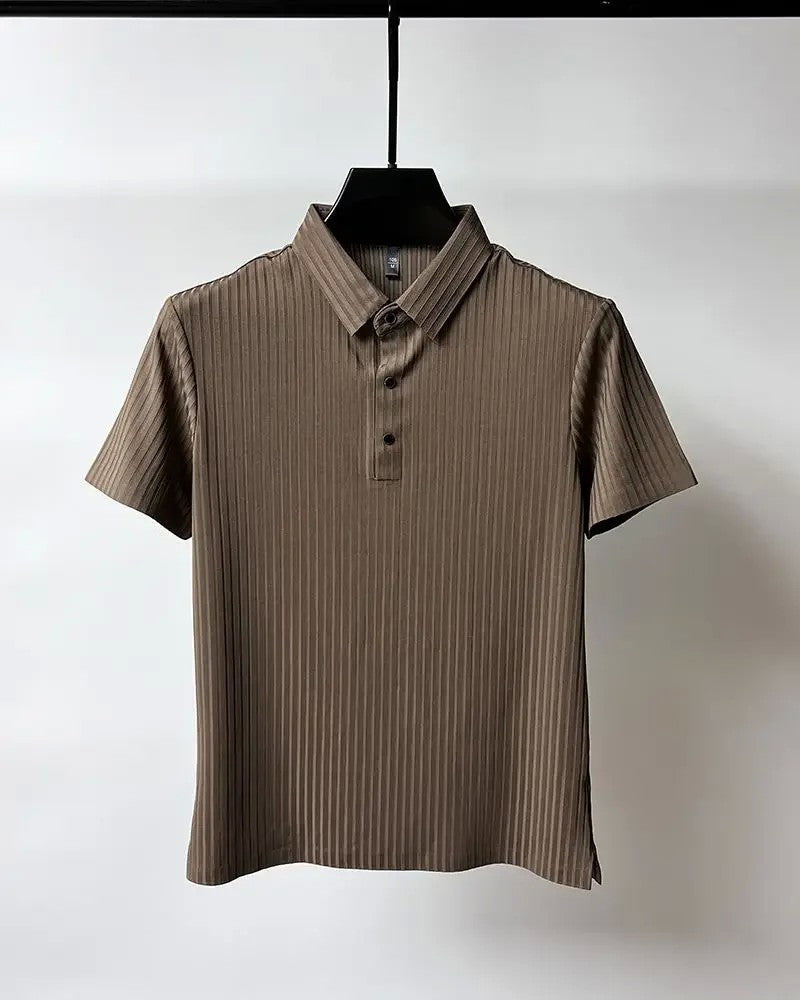 Men's Ice Silk Polo Shirt, Lapel, Hollow, Short-Sleeved, Breathable, Business Fashion T-Shirt, Men's Brand Clothing, Summer, New