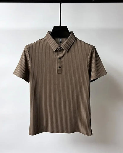 Men's Ice Silk Polo Shirt, Lapel, Hollow, Short-Sleeved, Breathable, Business Fashion T-Shirt, Men's Brand Clothing, Summer, New