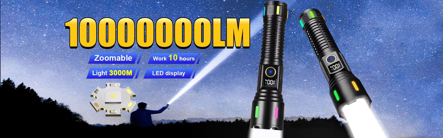 60000000LM Most Powerful Led Flashlight 3500M Long Range Torch High Power Led Flashlights Rechargeable Strong Tactical Lantern