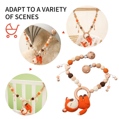 Baby Crochet Stroller Toys Wooden Hanging Ocean Stroller Teething Rattle Bell Animal Mobiles Gym Stroller Pendants Gifts Toys