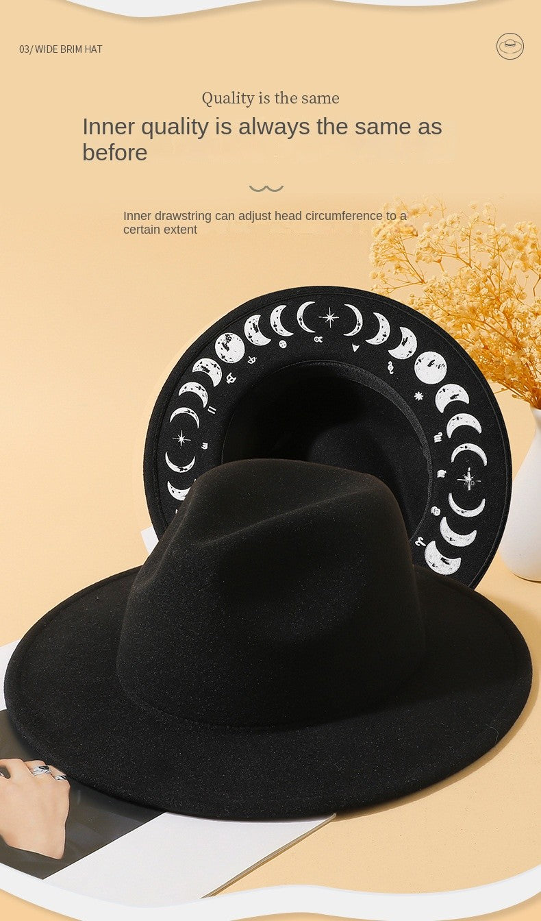 Women's Vintage Fedora Hat with Wide Brim for Autumn and Winter