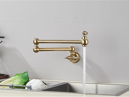 Brushed Gold Rotated Kitchen Sink Faucet Cold Water Tap Brass Basin Sink Swivel Faucets Wall Mounted Faucet