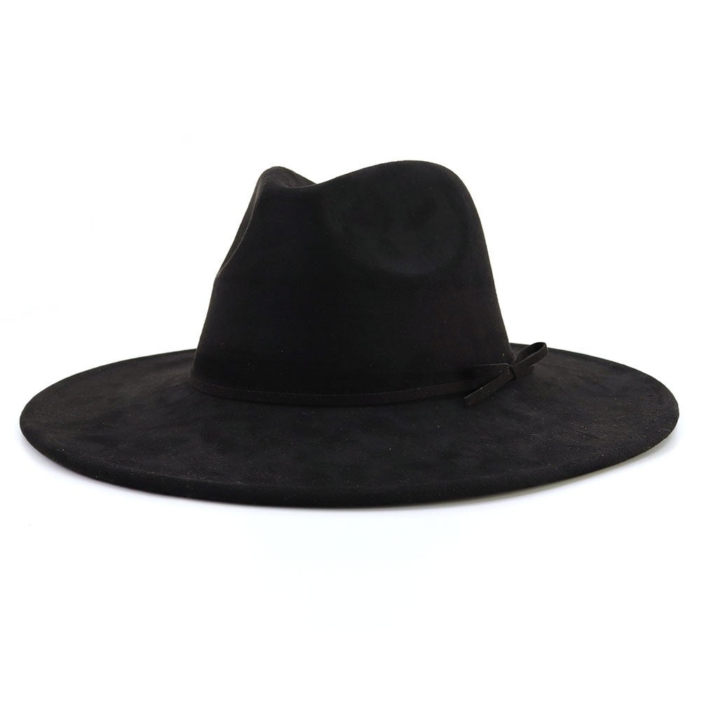 Suede fedora hat with same color accessories teardrop top wide brim hat for men and women Panama hat chapeau homme   sombrero