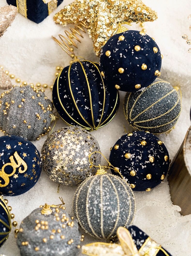 Christmas Ball Painted Ball Golden Silvery Champagne Glitter Stars Christmas Tree Hanging Window Decoration Small Gifts Toys