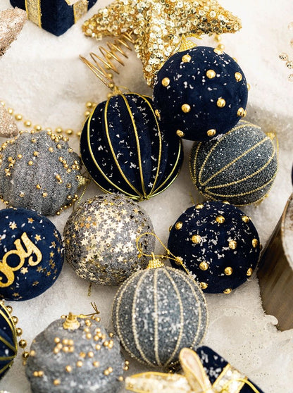 Christmas Ball Painted Ball Golden Silvery Champagne Glitter Stars Christmas Tree Hanging Window Decoration Small Gifts Toys