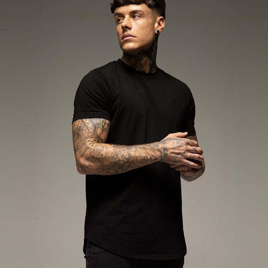 Plain Summer Workout Gym T-Shirt Mens Cotton Short Sleeves T Shirt Casual Tee Tops O-neck Streetwear Fashion Sports Clothing
