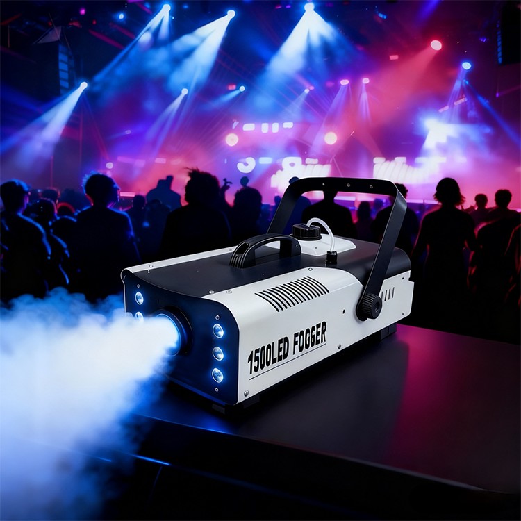 Hot-selling MINGLANG 1500W Multicolor Smoke Machine 6 LEDs Remote/Manual Control 110V-220V 1-Year Warranty 10-15m