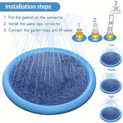Piscina Inflável para Cães Tapete Aspersor para Cães Tapete de Resfriamento para Cães Brinquedo Interativo para Cães Chafariz Almofada de Aspersão para Animais de Estimação
