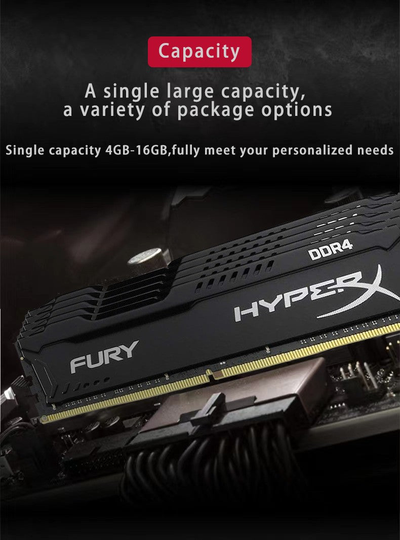 HyperX Fury 8GB 16GB 32GB DDR4 3600MHz 3200MHz 2666MHz 2400MHz 2133MHz DRAM CL18 CL16 1.35V DIMM 288pin