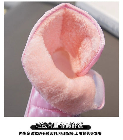 Disney Winter Children Shoes Plush Waterproof Non-Slip Girl Frozen Princess Elsa Shoes Snow Boots Fashion Warm Outdoor Boots