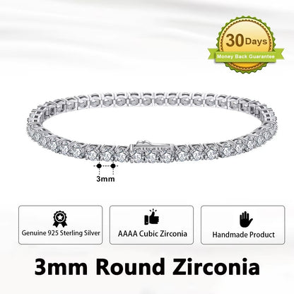 ORSA JEWELS Authentic 925 Sterling Silver Tennis Chain Bracelet Moulding Process Hanmade High-end Hand Chain for Man Woman SB128