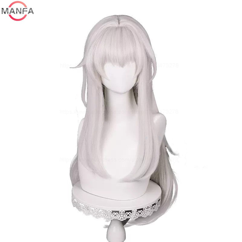 Peruca Cosplay HSR Clara 75cm Cabelo Liso Longo Prata Rosa Perucas Sintéticas Resistentes ao Calor Perucas de Festa de Halloween