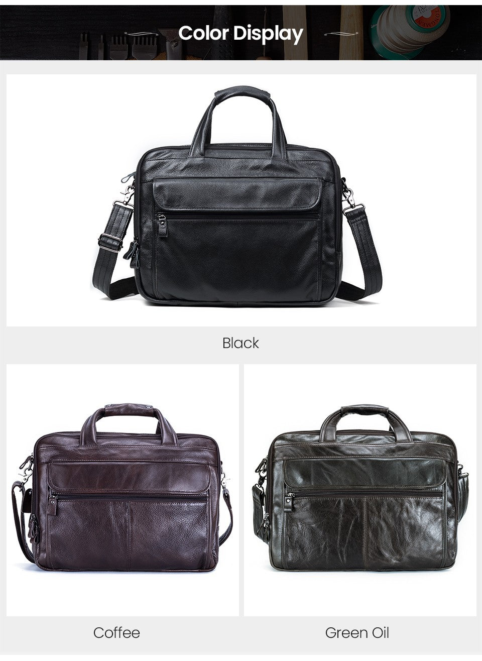 JOYIR Men Briefcases Genuine Leather Handbag 15.6"Laptop Messenger Shoulder Bag for Documents Men's Bag Business Totes 2022