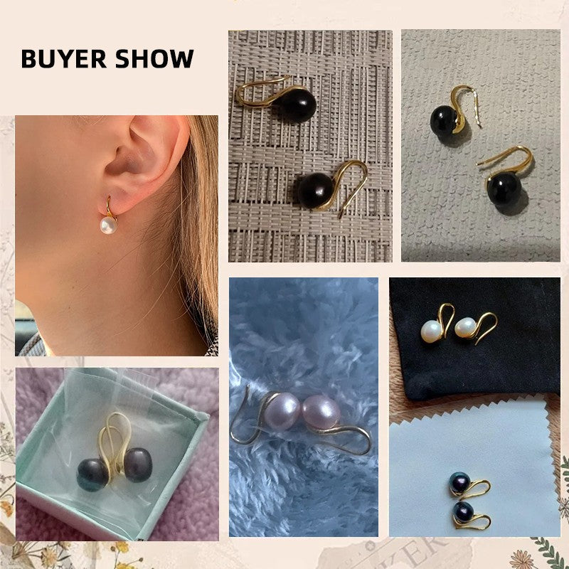 New Fine Grade AAAA Freshwater Pearl Earrings For Women Wedding Party Jewelry Earrings Black Pink White Purple 8-9mm Bread Round
