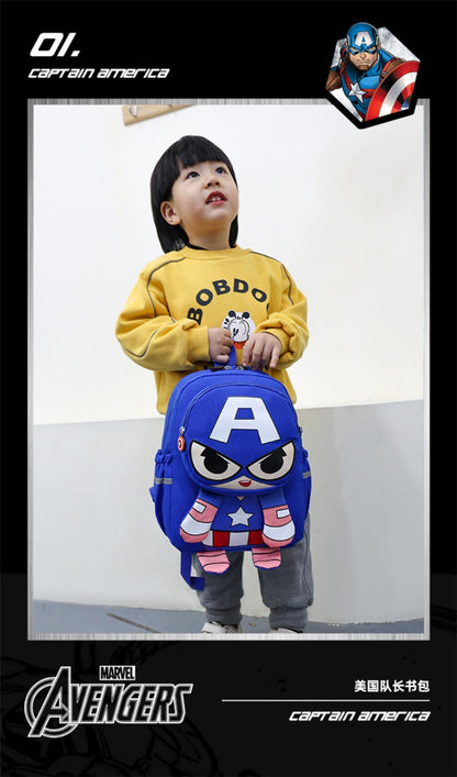 Mochila Infantil Escolar de Capitão América Homem Aranha Homem de Ferro Fofa Desenho Animado para Meninos Leve para Jardim de Infância