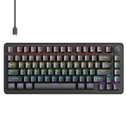 Teclado Mecânico com Fio 75% com Botão de Mídia, Teclado Gamer Preto APAYADO, Hot-Swap, Retroiluminação de Caractere Transparente com Teclas ABS
