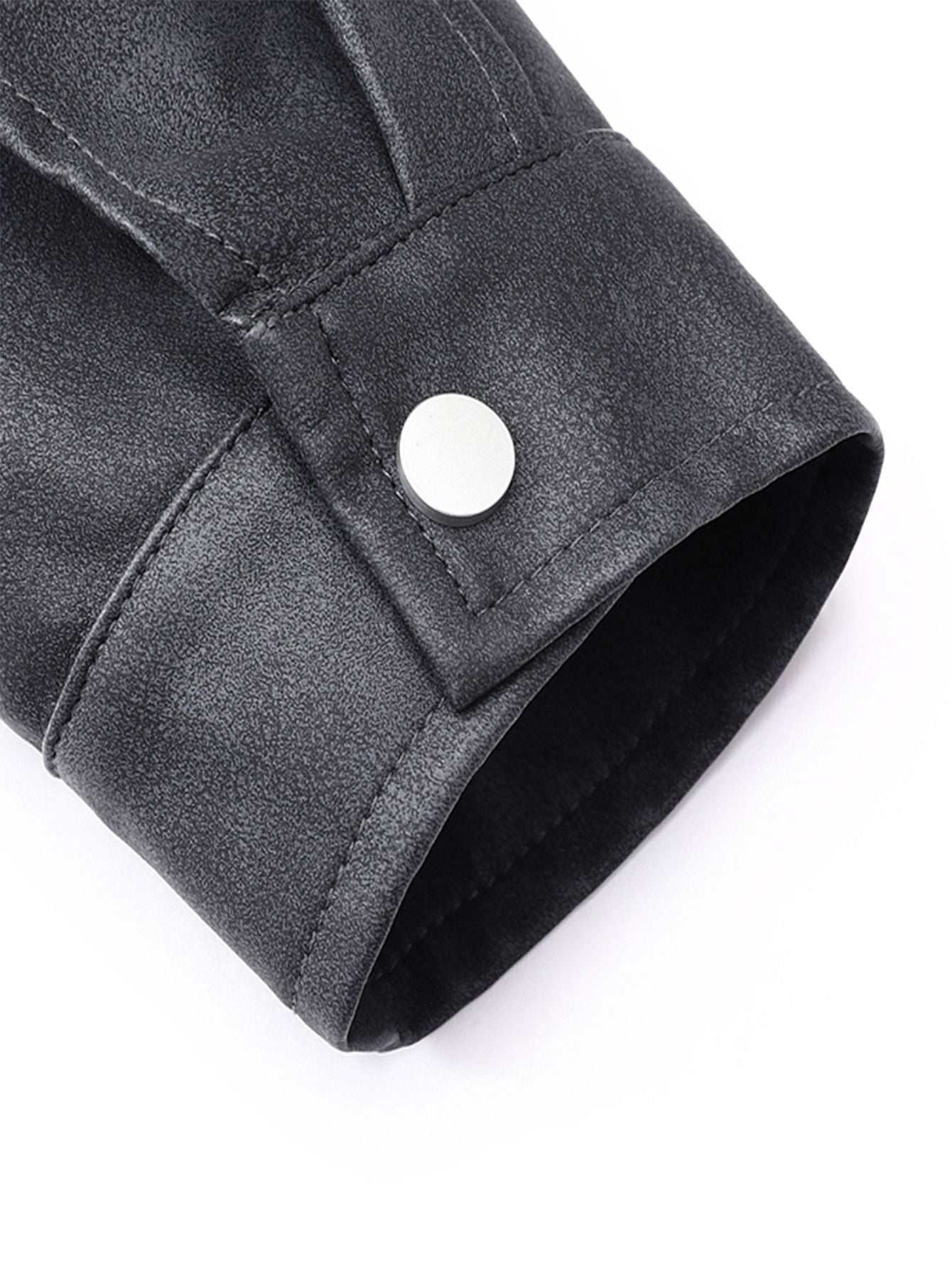 Plus Size Men's Casual Loose Fit Turndown Collar Motorcycle PU Leather Jacket, Suitable For Autumn, Zipper Front