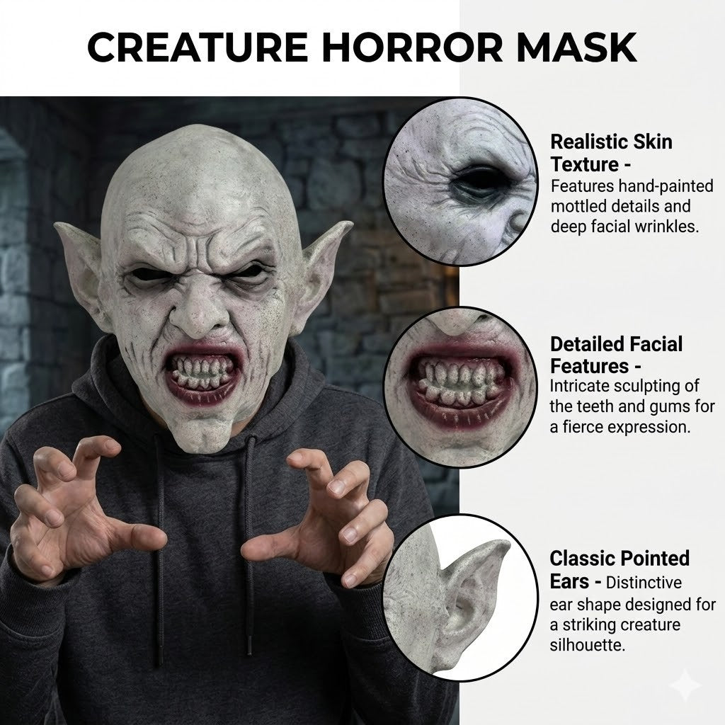 Vampire Full Head Cosplay Mask Latex Horror Costume Accessory Scary Demon Monster Prop Halloween Party Fancy Dress Enthusiasts