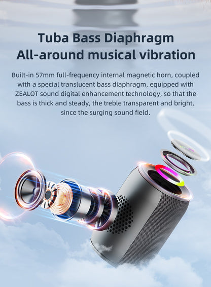 ZEALOT-S62M Karaoke Machine Portable Bluetooth 5.3 Speaker System with 1-2 Wireless Microphones Home Family festival Gifts
