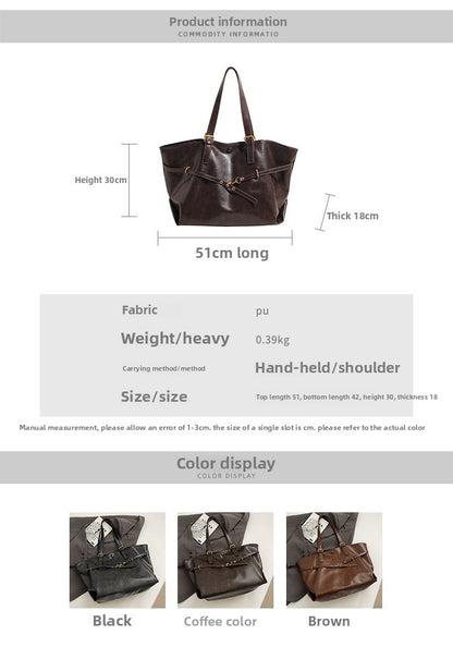 Retro Big PU Leather Shoulder Bag for Women 2025 Winter Trend New Y2K Fashion Handbags Females Travel Luxury Tote Bag  bolsas