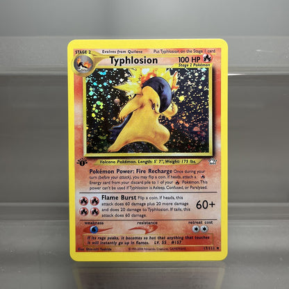 Cartas PROXY PKM Gym-Challenge/Neo-Genesis Lugia Typhlosion Rocket's Mewtwo PTCG Foil Game Collection Cards Game Toys