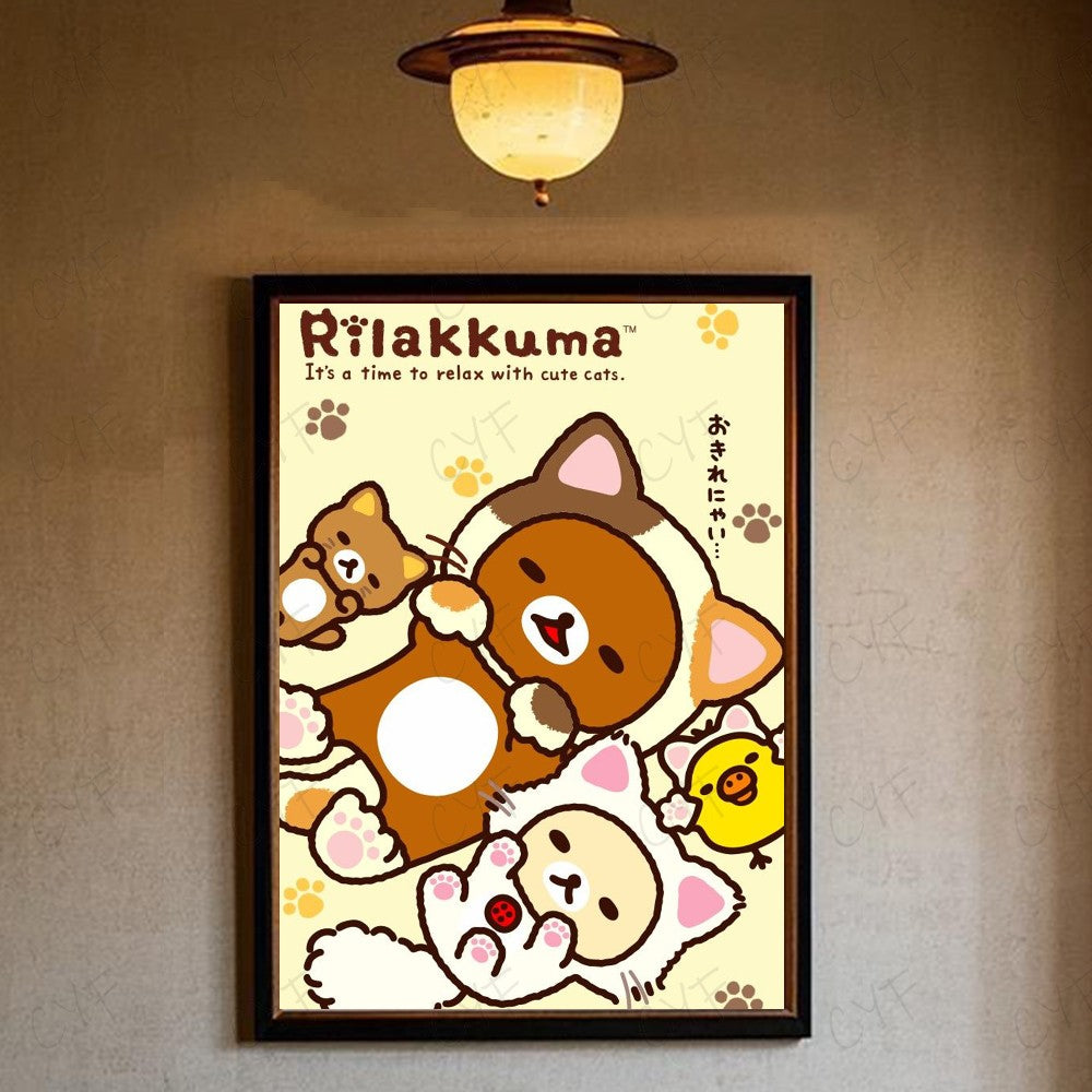 Cute Cartoon Anime R-Rilakkuma Poster High Quality Wall Art for Home Office Bedroom Living Room Hallway Bar Perfect Gift Idea
