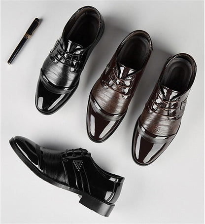 Mens Lace Up Dress Shoes Modern Formal Business Casual Office Suit Tuxedo Patent Leather Oxford Shoes