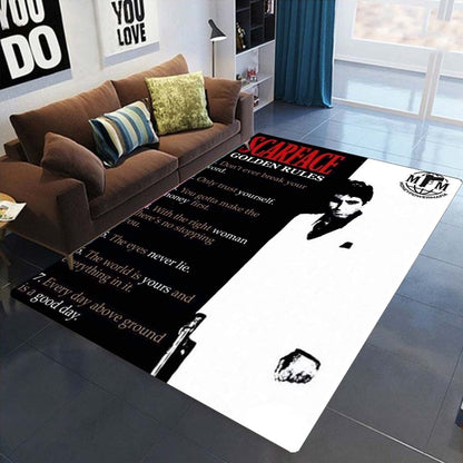Retro S-Scarface Themed NonSlip Carpet for Living Room Sofa Decor Modern Rug Floor Mat for Men Bedroom Durable Area Rugs