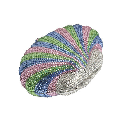 Women Novelty Shell Crystal Evening Clutch Glitter Rhinestone Diamond Handbag Purse for Cocktail Party Prom