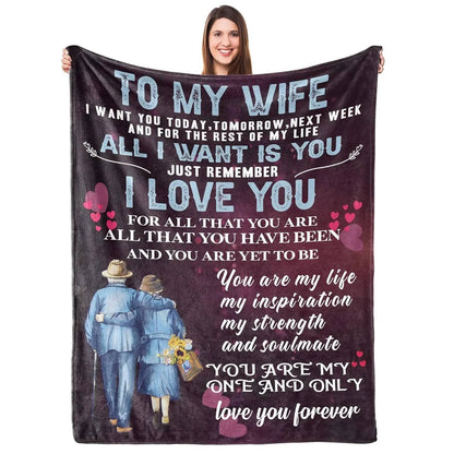 [SummerVibes] CLASSIC Wife Blanket Gifts for Wife on Mothers Day To My Wife Soft Throw Blanket Christmas Birthday Present for Wife From Husband Romantic Gifts for Her,All-Season Universal Blanket