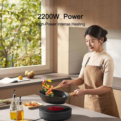 XIAOMI MIJIA Electric Ceramic Cooktop,10?Level Power With Child Safety Lock,Timer,2200W Induction Cooker,CN Version With Adapter